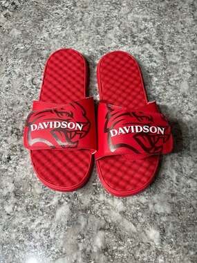 ISlide Davidson Wildcats NCAA Logo Men's Slide Sandals Red Size 13